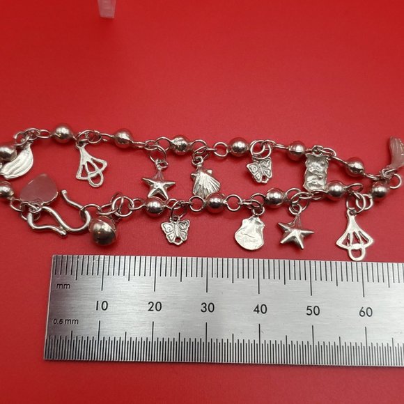 7 Inch 925 Sterling Silver Many Small Charms Bracelet - Picture 5 of 6